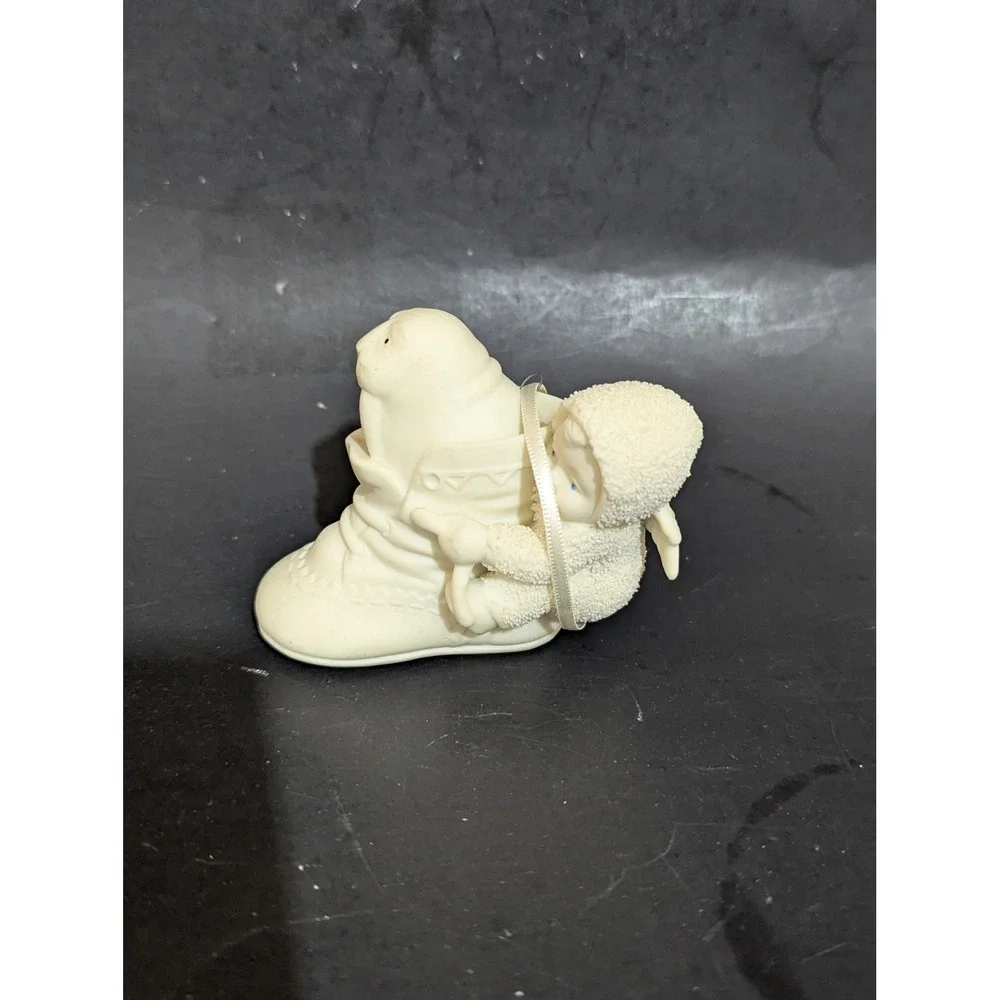 Dept 56 Snowbabies Walrus in a Boot Porcelain Christmas Ornament Cream‎ White